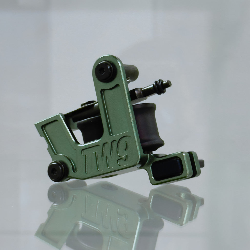 LEBA V2 2.0 army green coil tattoo machine with clipcord connection