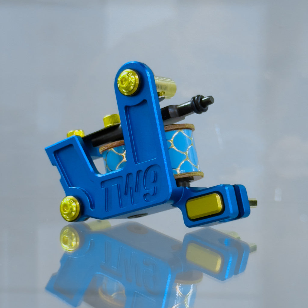 LEBA V2 2.0 electric blue coil tattoo machine with clipcord connection