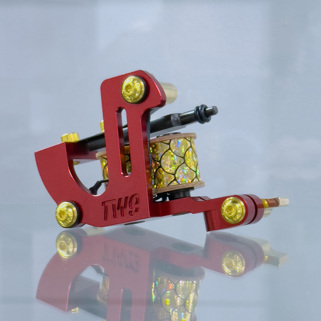 LEBA Fat One ferrari red coil tattoo machine with clipcord connection