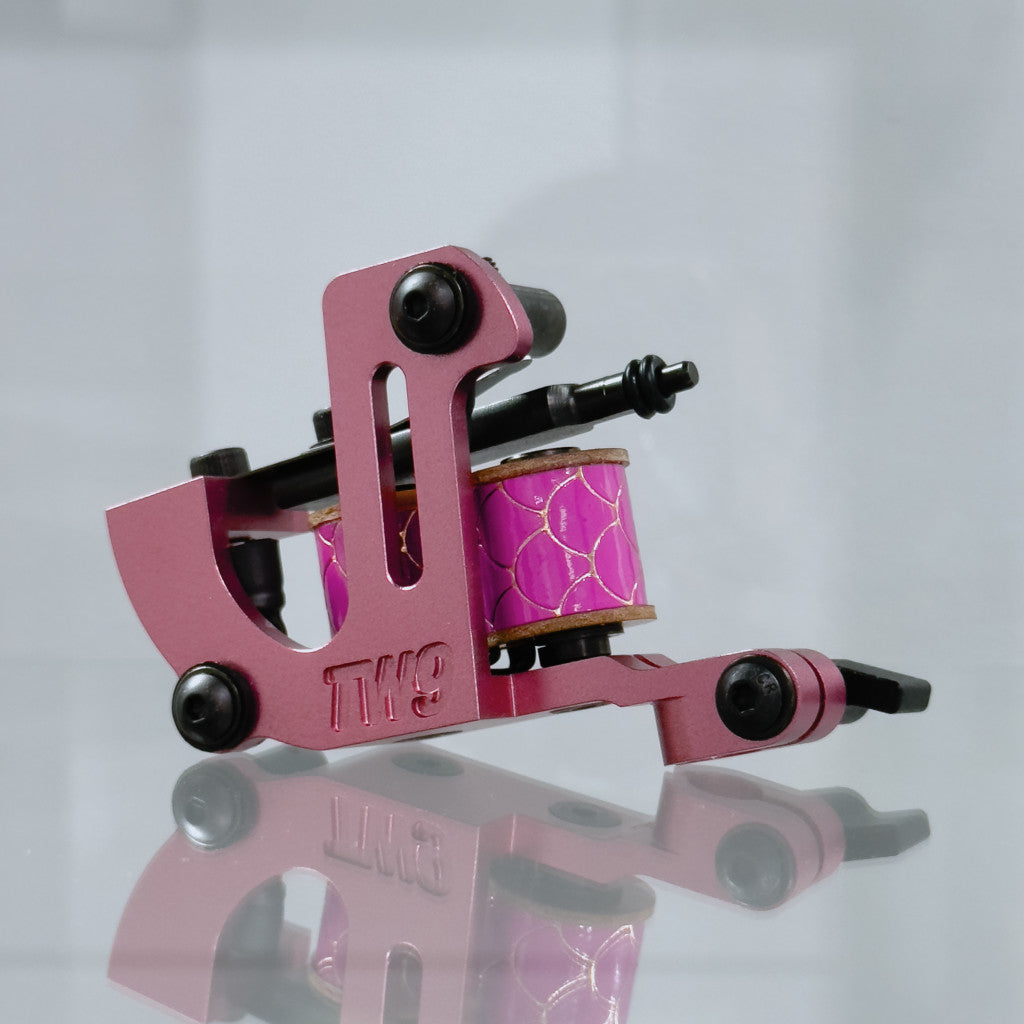 LEBA Fat One rose gold coil tattoo machine with clipcord connection