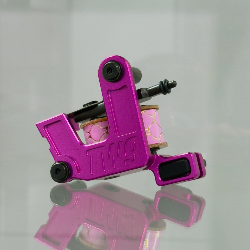 LEBA V2 2.0 fuchsia pink coil tattoo machine with clipcord connection