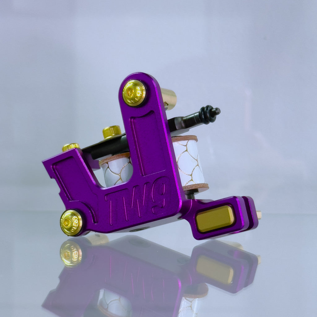 LEBA V2 2.0 purple coil tattoo machine with clipcord connection